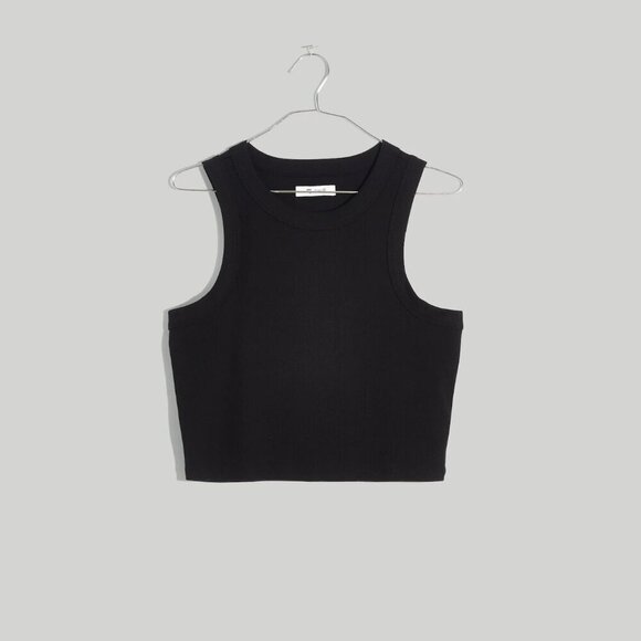 New Madewell Rib Fitted Crop Black Tank Top Style NF469 Large NWT - Picture 5 of 9